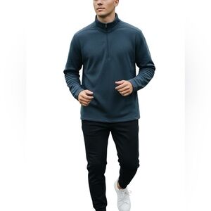 LULULEMON Size Medium 1/2 Zip Long Sleeve Pullover Shirt Heathered Blue Teal